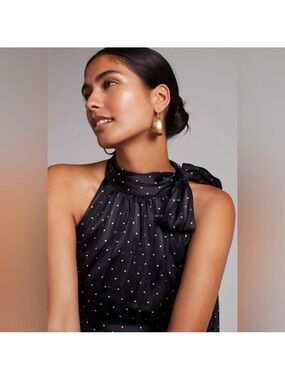 Sachin + Babi by Anthropologie Black and White Polka Dot Halter dress, size 10